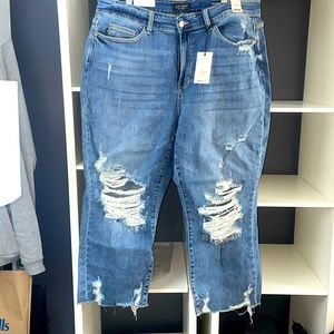 NWT Judy Blue High-Waist Distressed Capri Jeans 20W